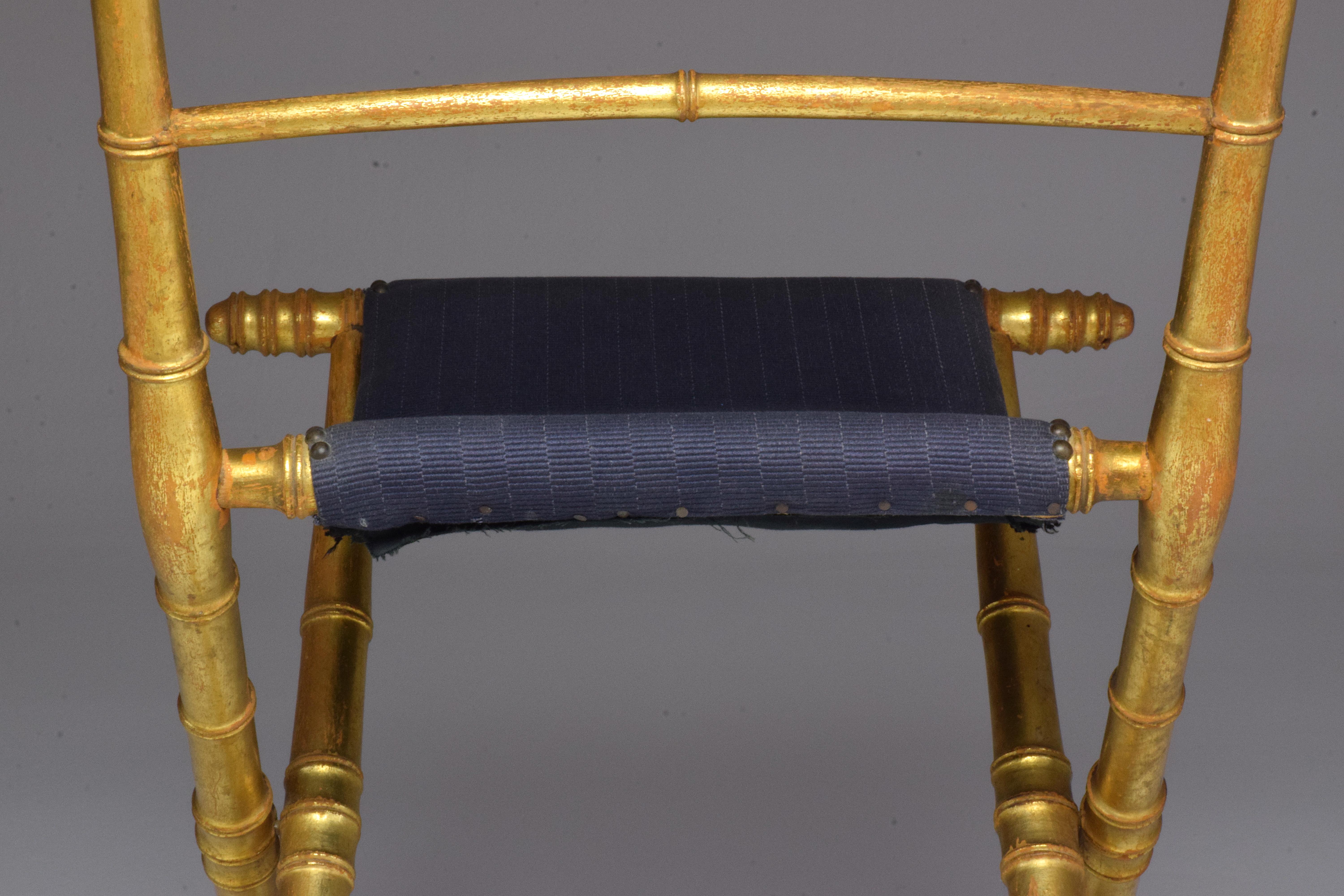 19th Century French Antique Napoleon III Gold Leaf Folding Chair 2