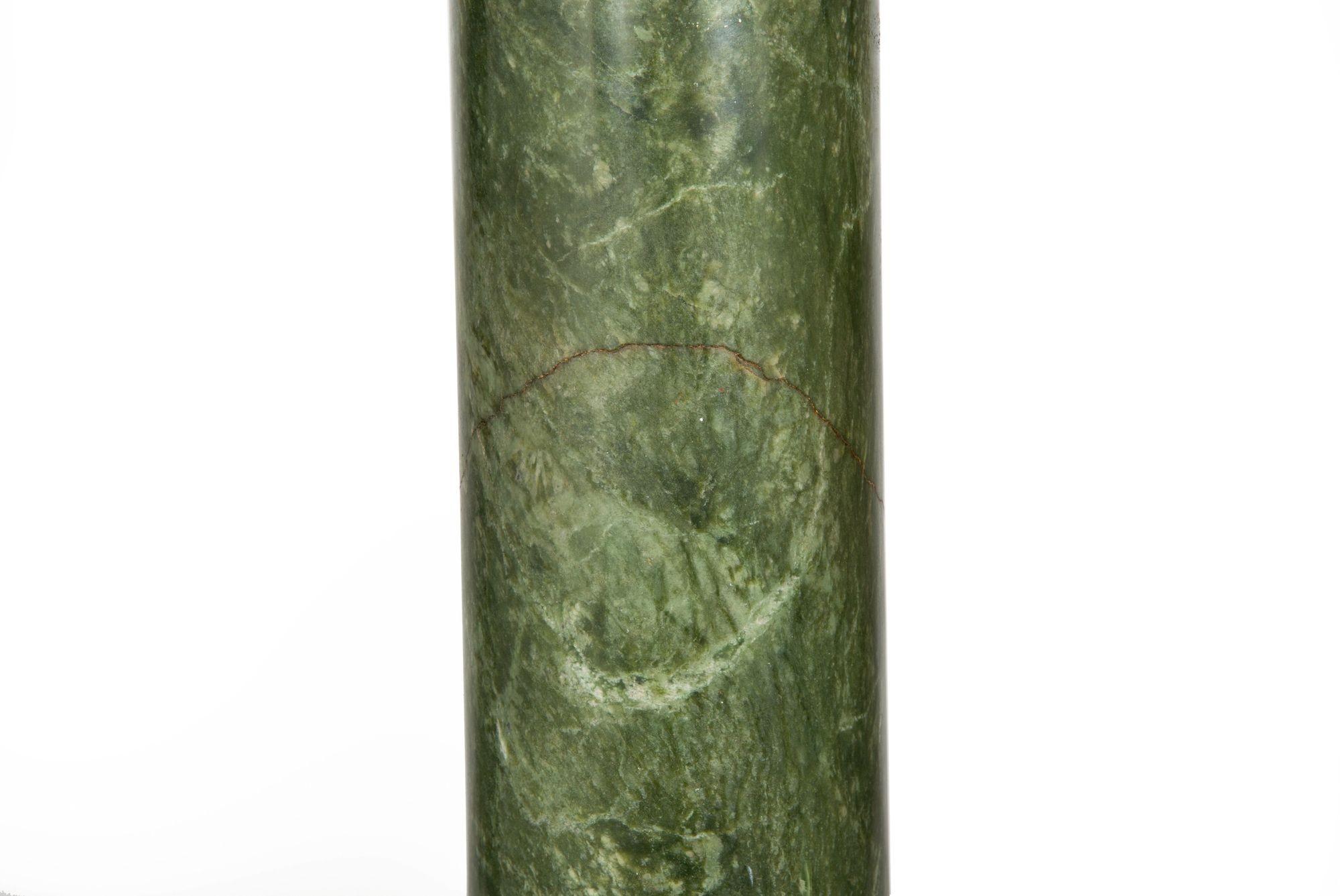 19th Century French Antique Neoclassical Green Marble Pedestal Column For Sale 5