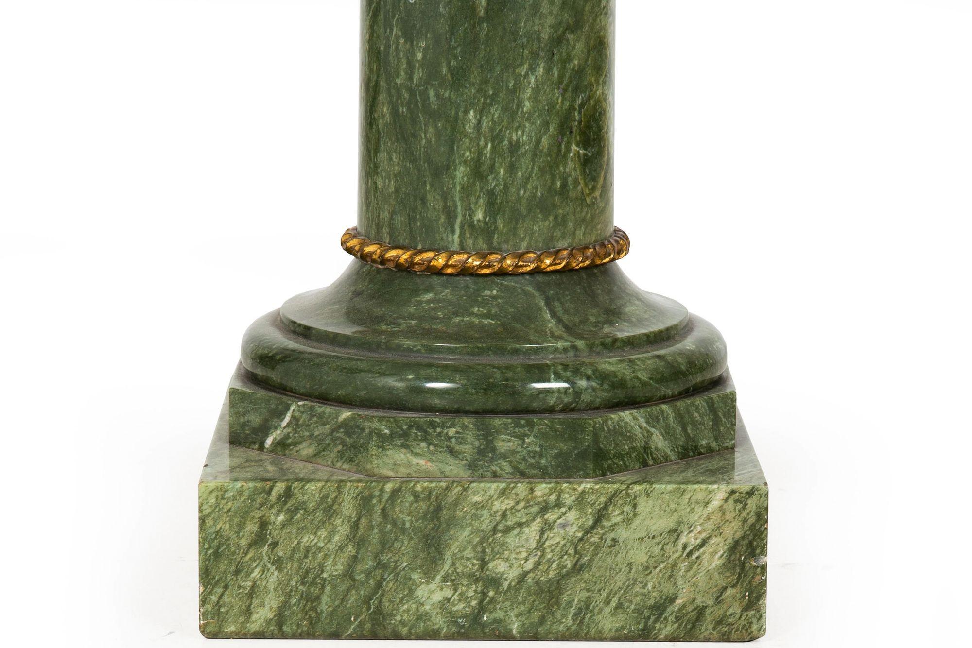 19th Century French Antique Neoclassical Green Marble Pedestal Column For Sale 7