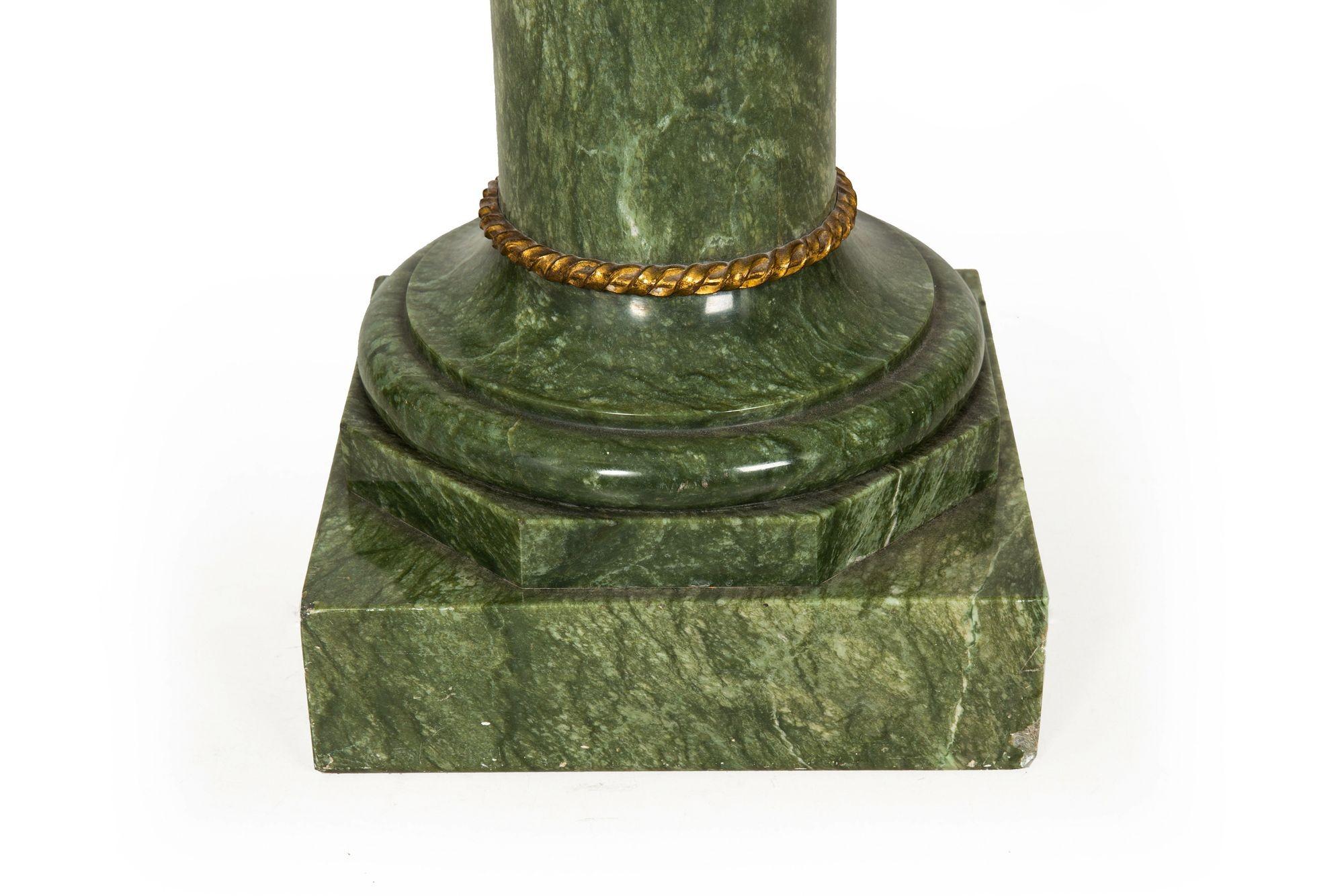19th Century French Antique Neoclassical Green Marble Pedestal Column For Sale 9