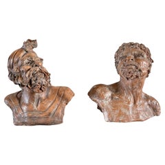 19th Century French Antique Pair of Terra Cotta Orientalist Busts