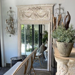 19. Jahrhundert Französisch antike Pinienholz Wandspiegel - Pariser Trumeau Spiegel