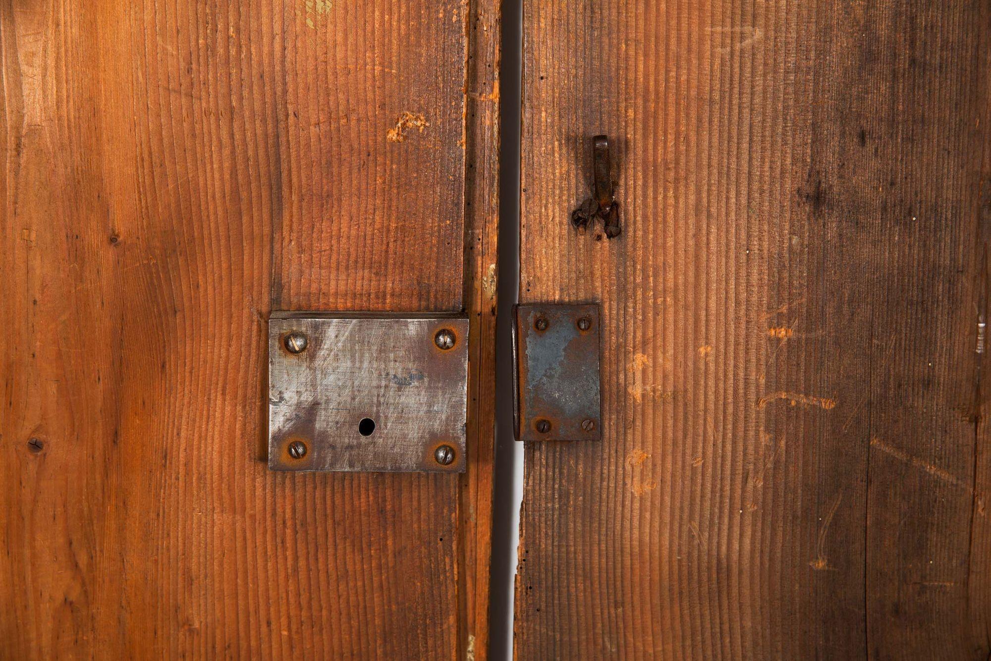 Portes anciennes en pin frotté décorées en trompe l'Oeil du 19e siècle français en vente 4