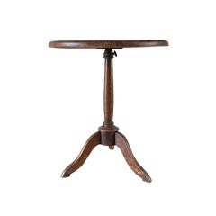 19th Century French Antique Walnut Gueridon Table, Small Round Side Table