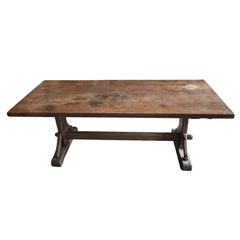 19th Century French Antique Walnut Trestle Table