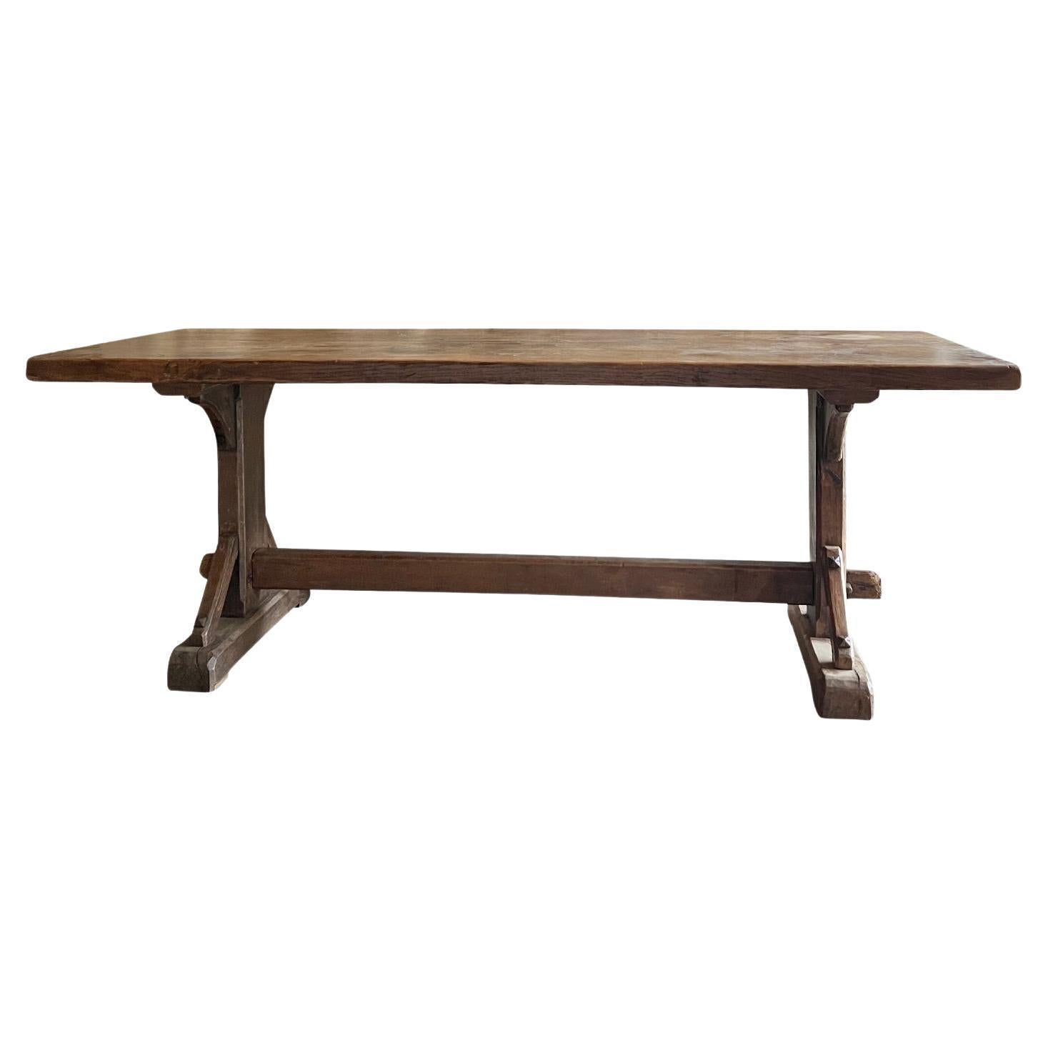 Incredible Original Unrestored Antique Spanish Marble Top Trestle Table
