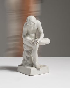 19th Century French Antique White Bisque Porcelain Figure of Spinario