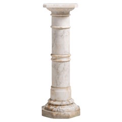 19th Century French Antique White Neoclassical Marble Pedestal