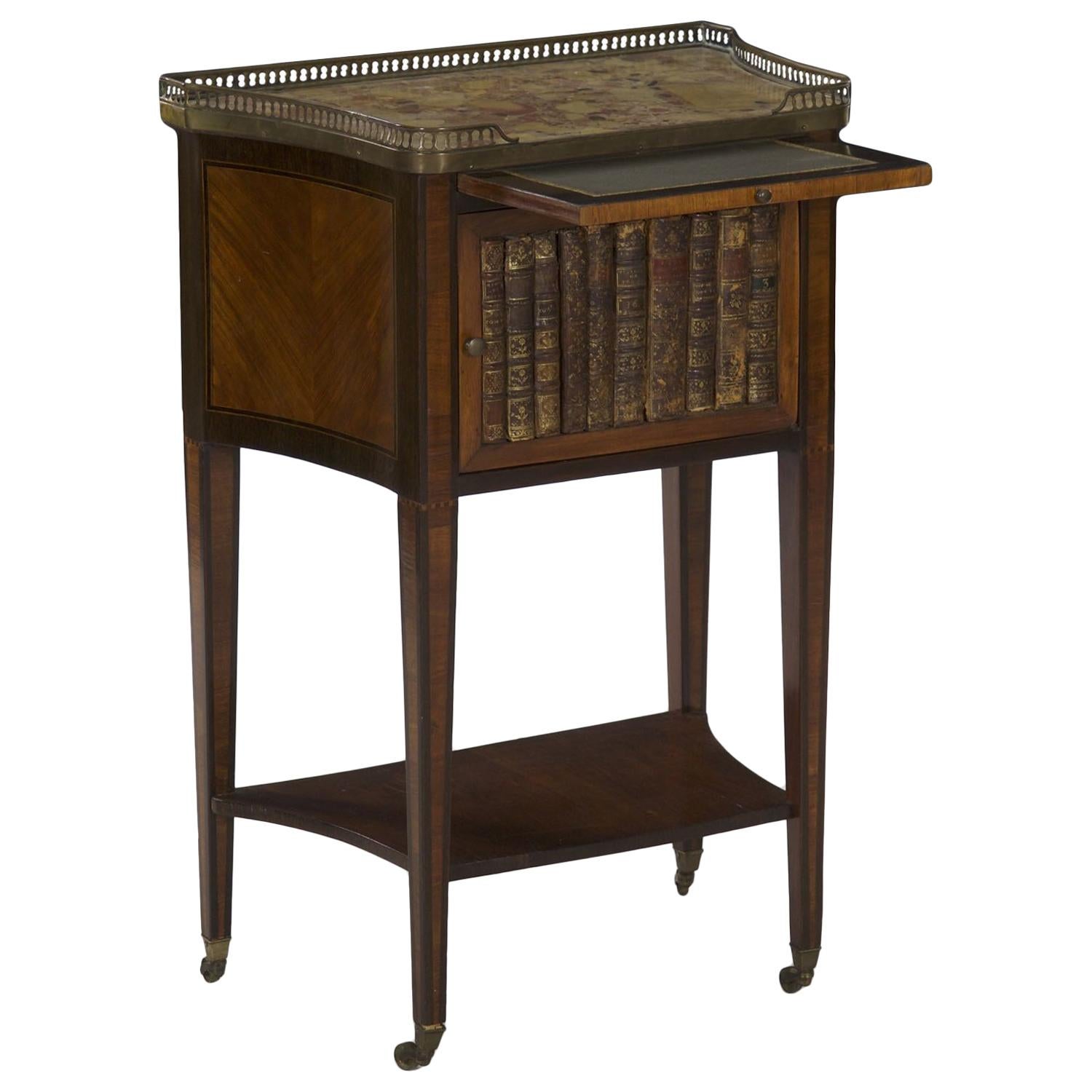 19th Century French Antique Writing Stand Accent Table with Book-Spine Door