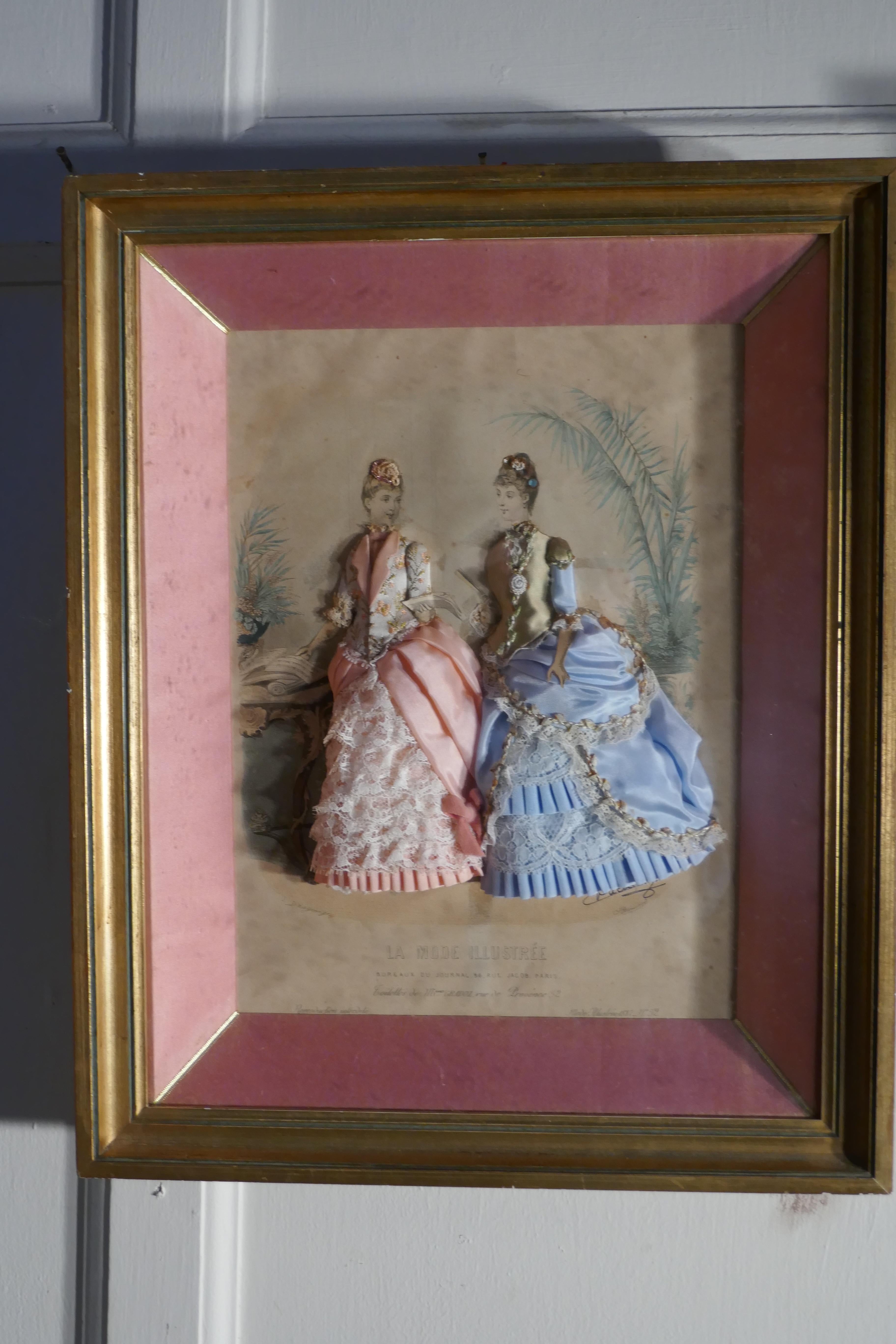 19th Century French Appliqué Framed Fashion Salesman Samples In Good Condition In Chillerton, Isle of Wight