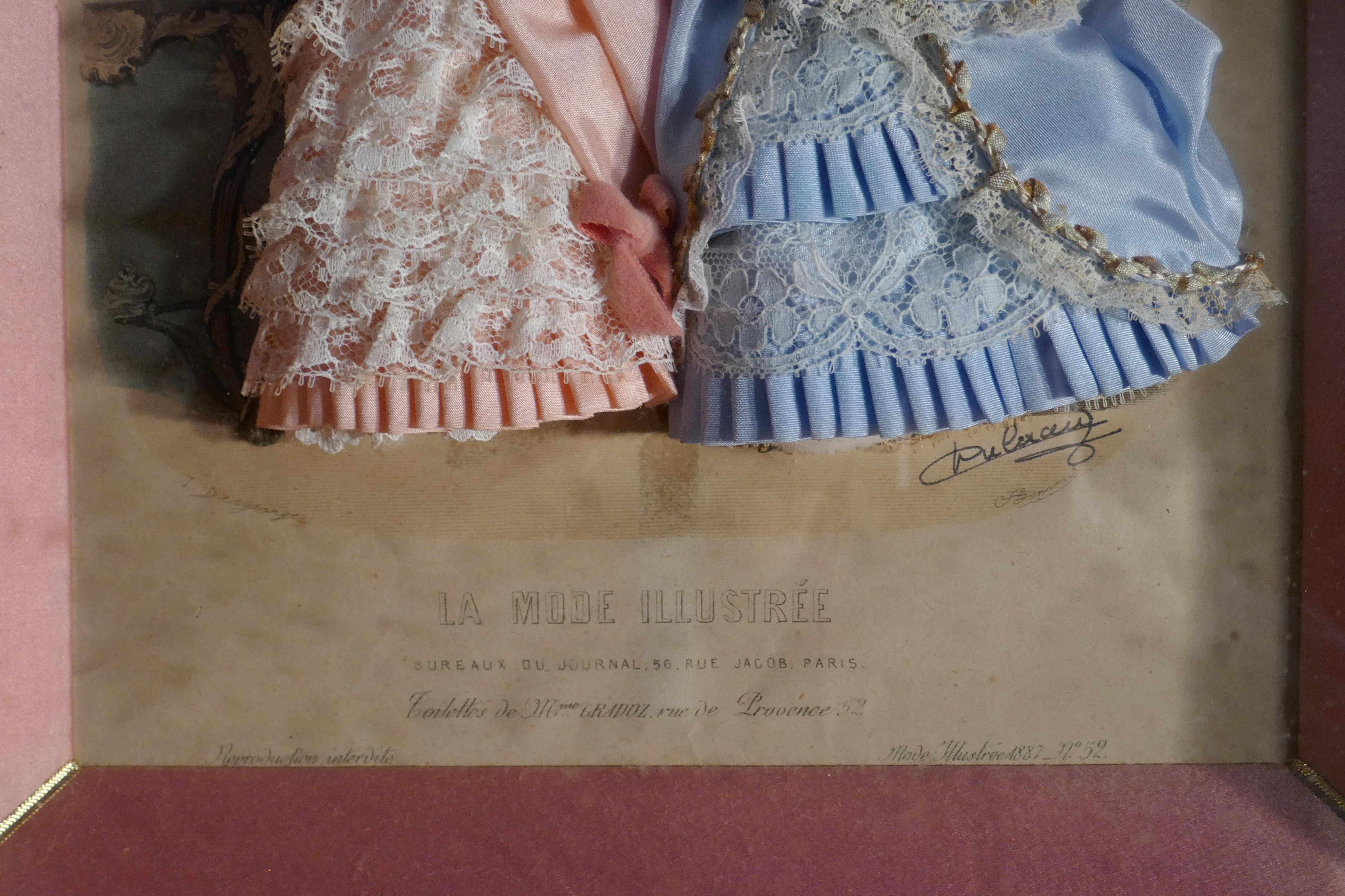 Women's 19th Century French Appliqué Framed Fashion Salesman Samples