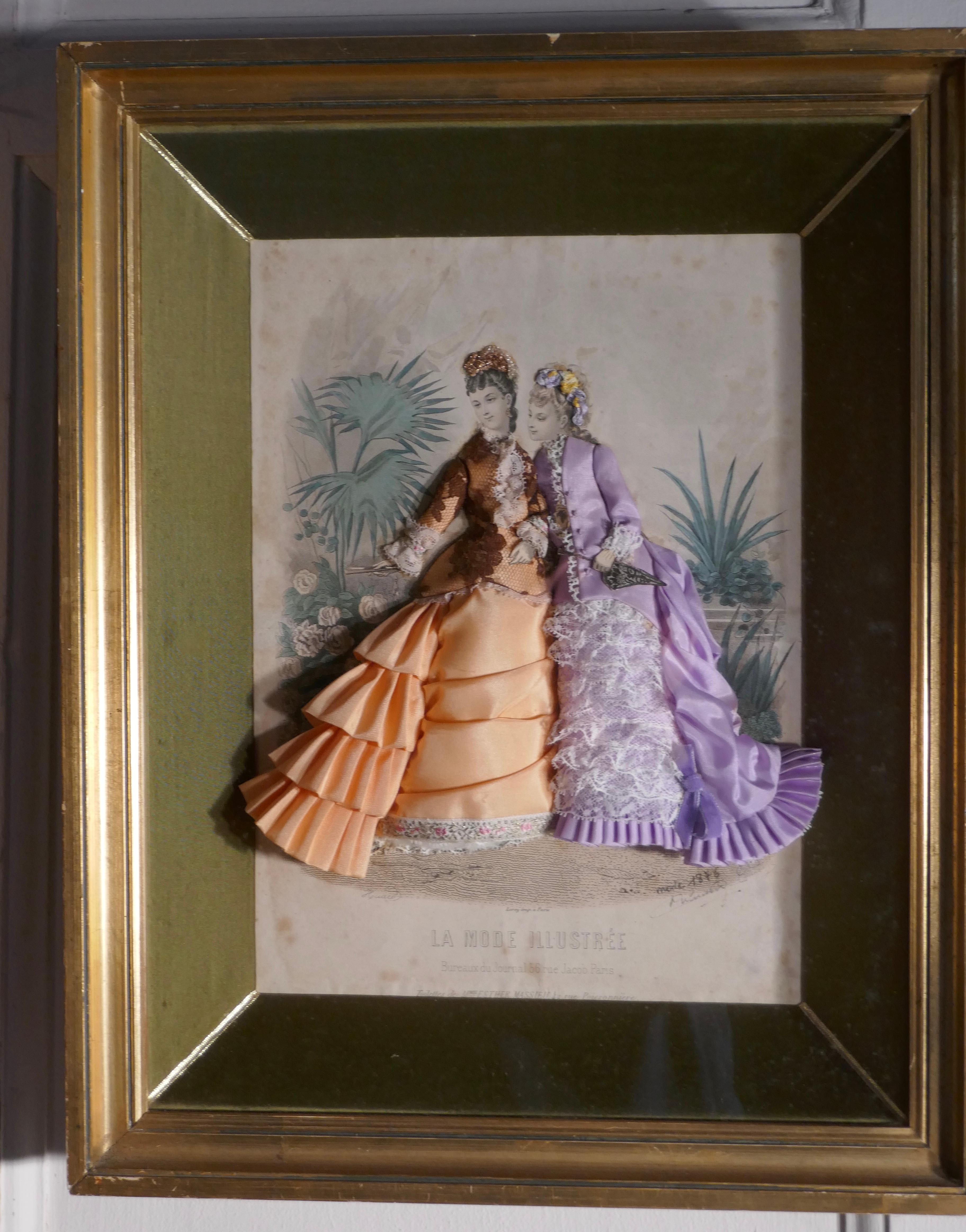 19th Century French Appliqué Framed Fashion Salesman Samples 3
