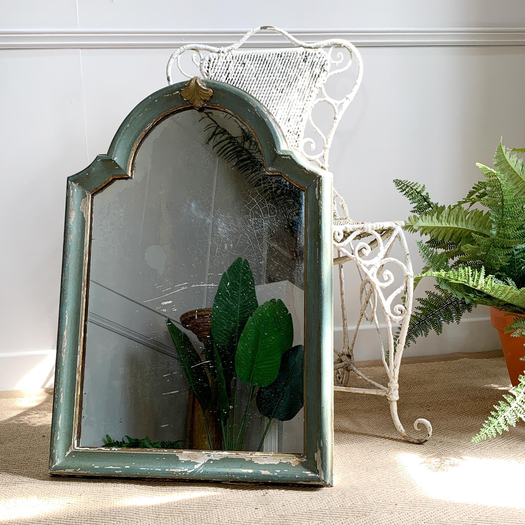  19th Century Green French Arch Top Mercury Mirror In Good Condition For Sale In Hastings, GB