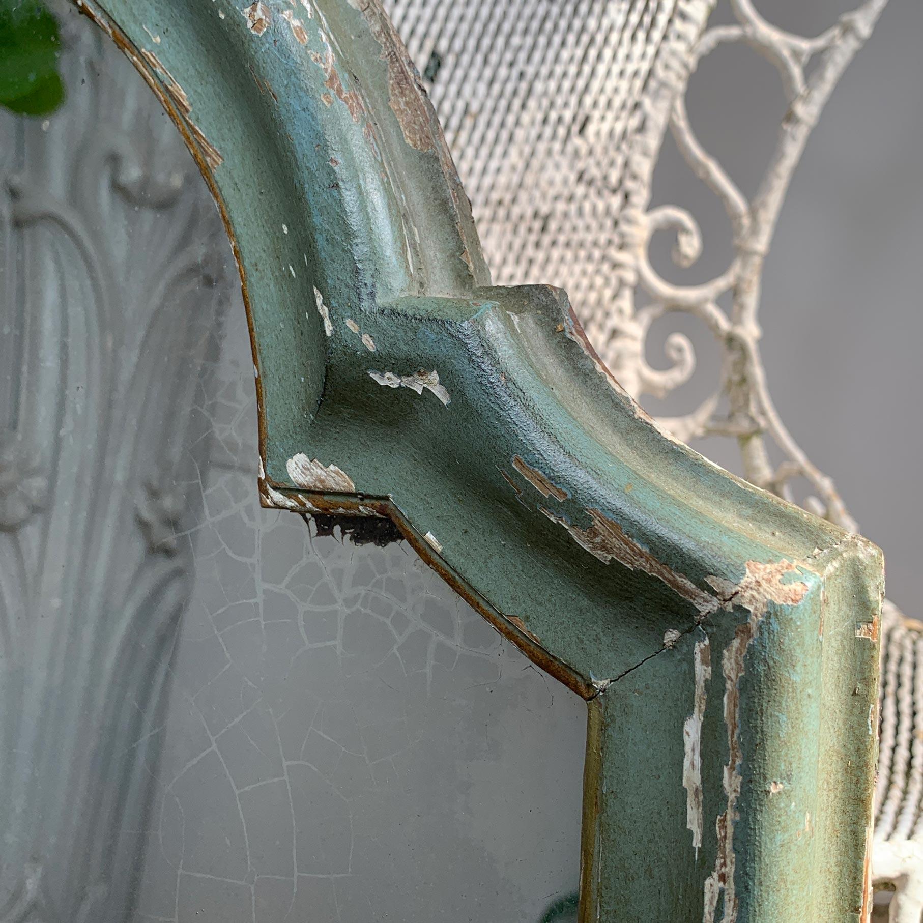  19th Century Green French Arch Top Mercury Mirror For Sale 2