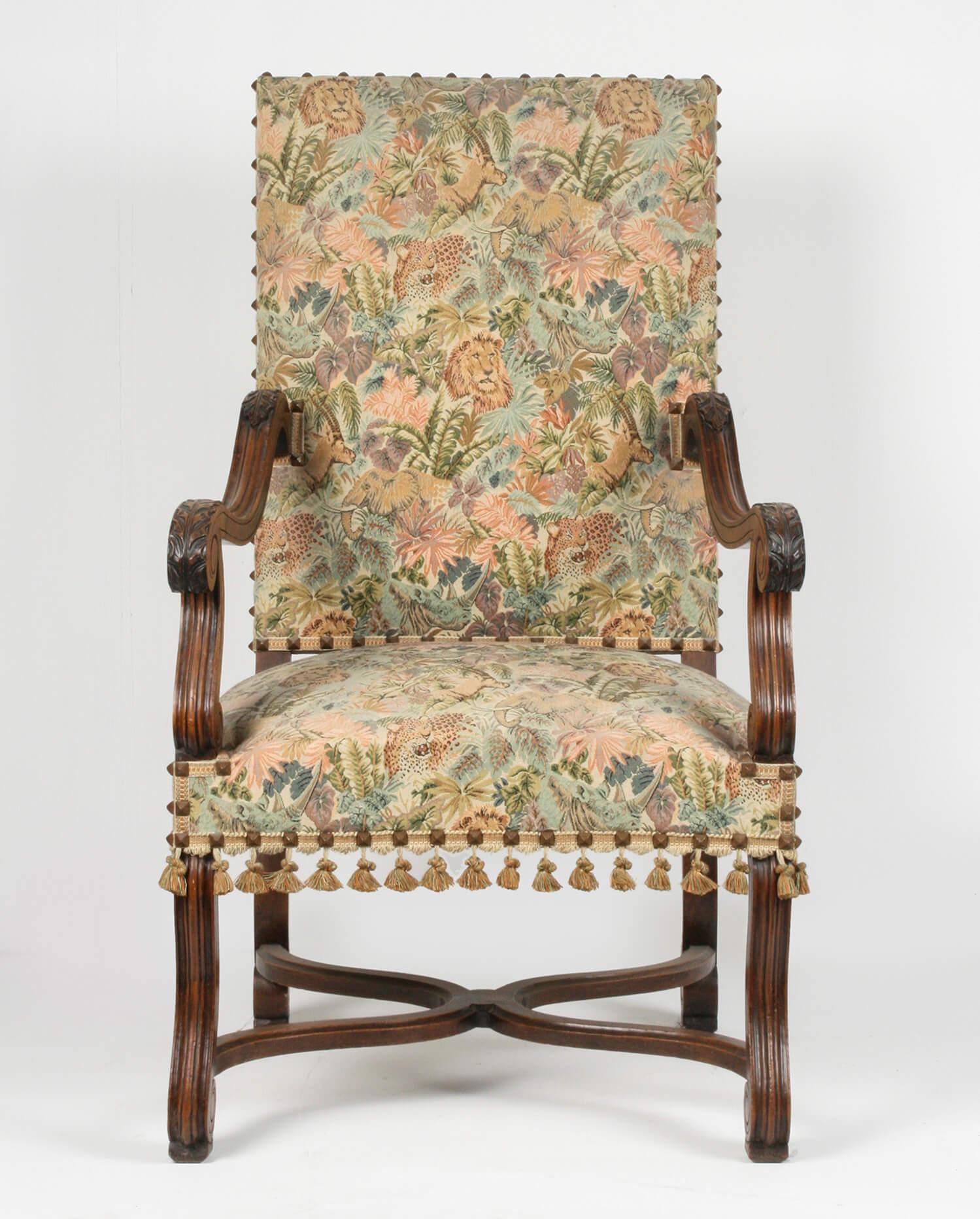 A late 19th century Baroque style armchair. Made from solid walnut. It have 