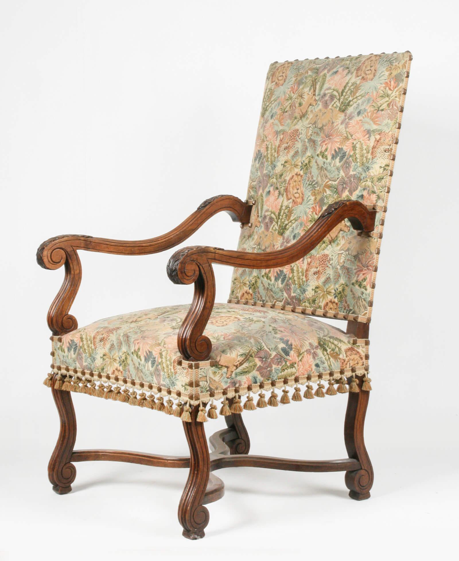 Hand-Carved 19th Century French Armchair Louis XIV Style