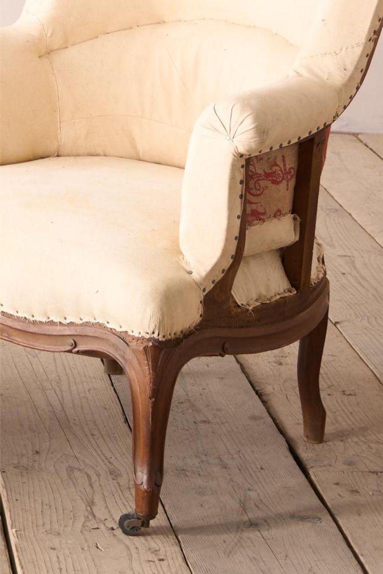 19th century French armchair with matching footstool In Excellent Condition For Sale In Malton, GB