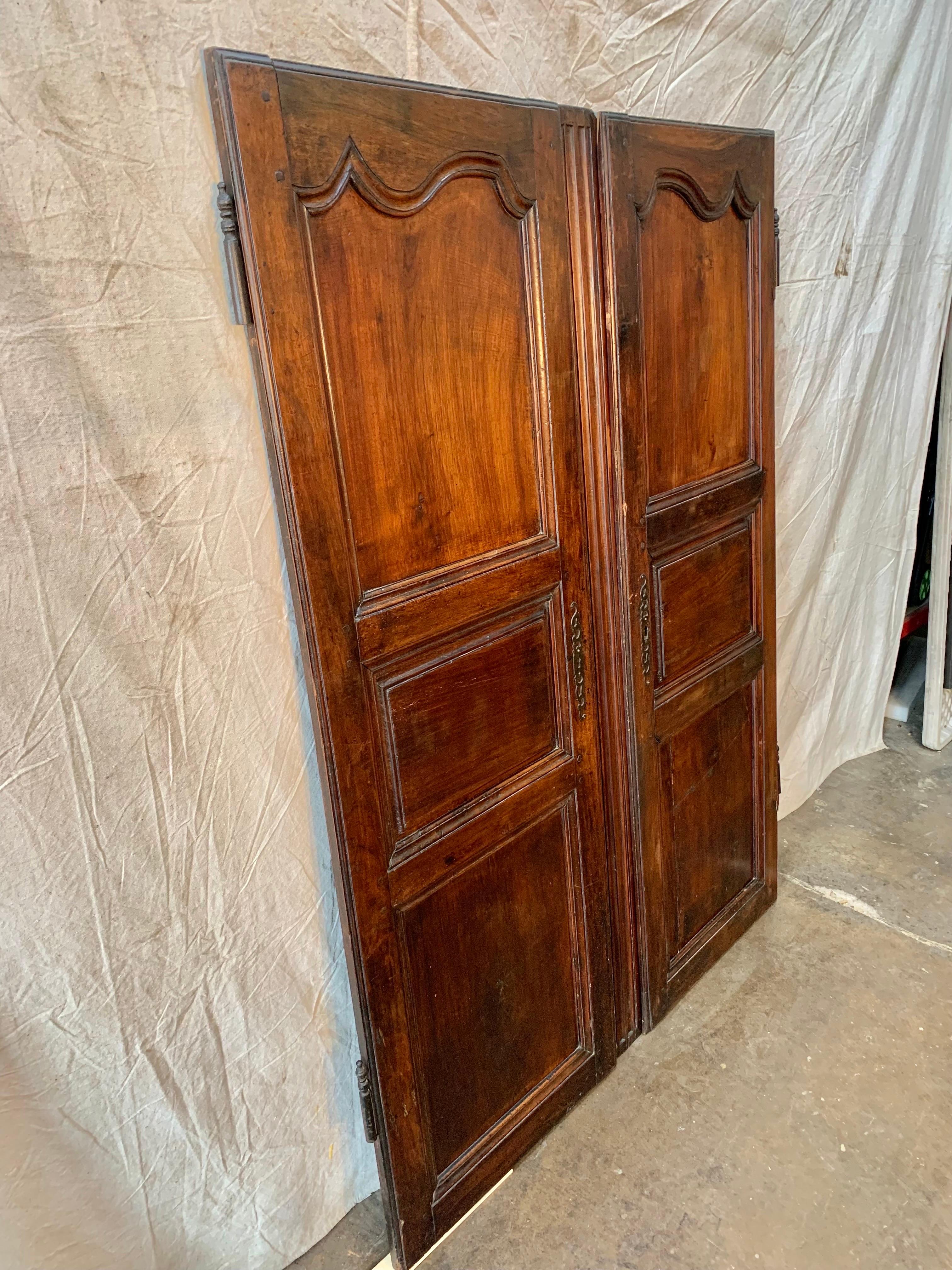Hand-Crafted 19th Century French Armoire Doors - a Pair