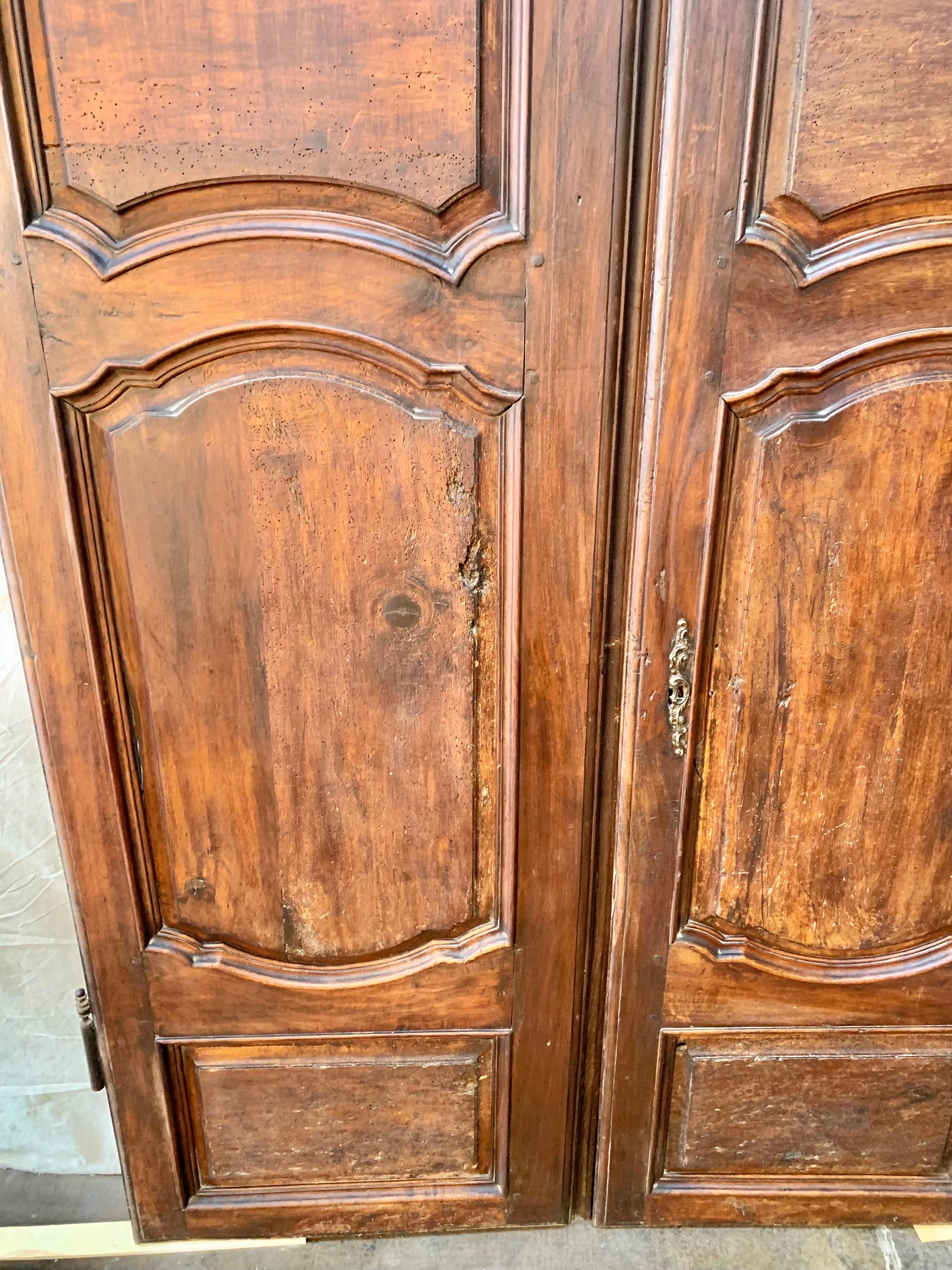 Walnut 19th Century French Armoire Doors - a Pair For Sale