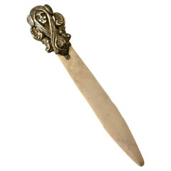 Antique 19th Century French Art Nouveau Brass and Bone Letter Opener