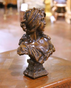 Busto de bronce Art Nouveau francés del siglo XIX "Cendrillon" de Emmanuel Villanis