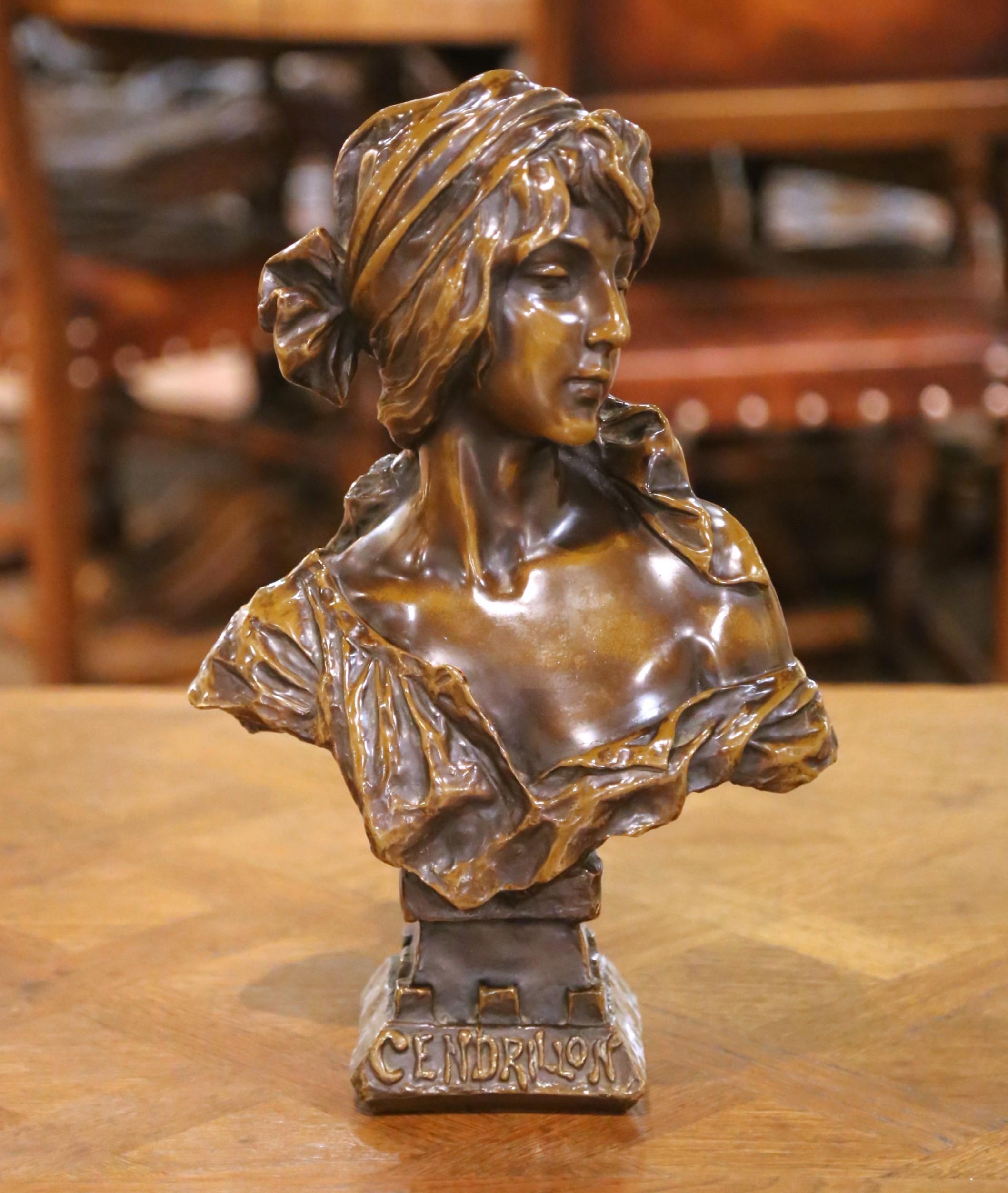 Francese Busto in bronzo Art Nouveau francese del XIX secolo 