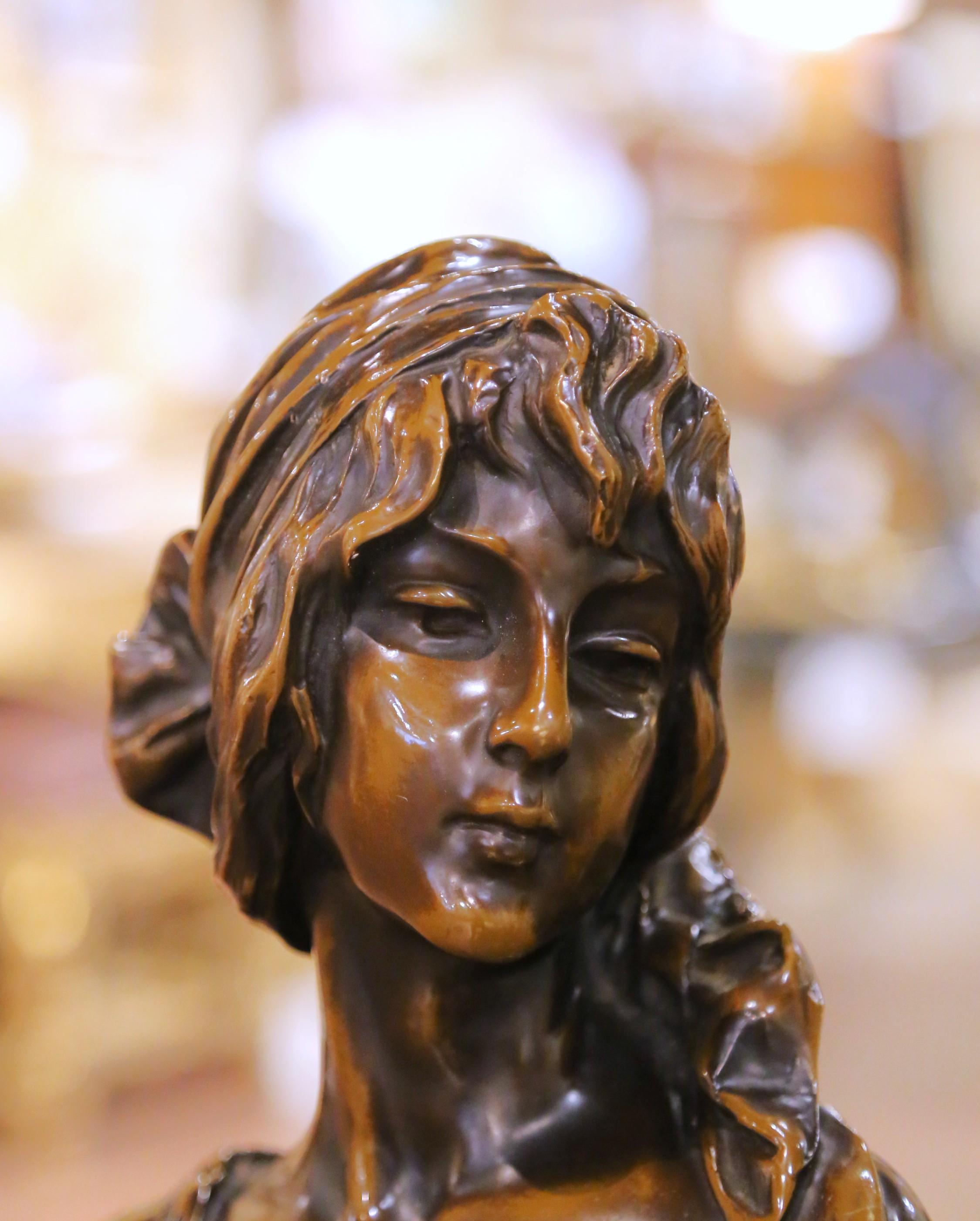 Fatto a mano Busto in bronzo Art Nouveau francese del XIX secolo 