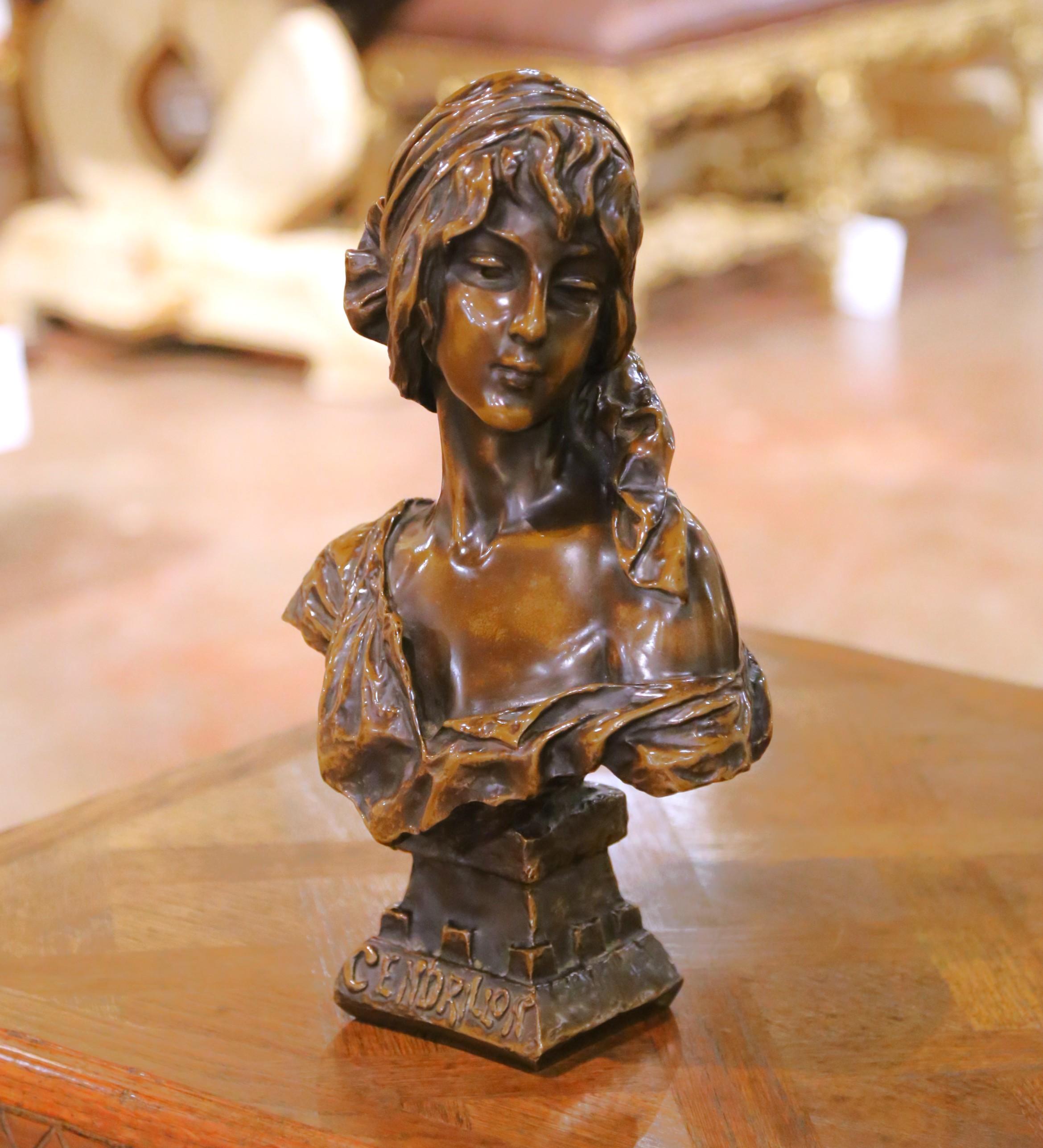 Busto in bronzo Art Nouveau francese del XIX secolo 