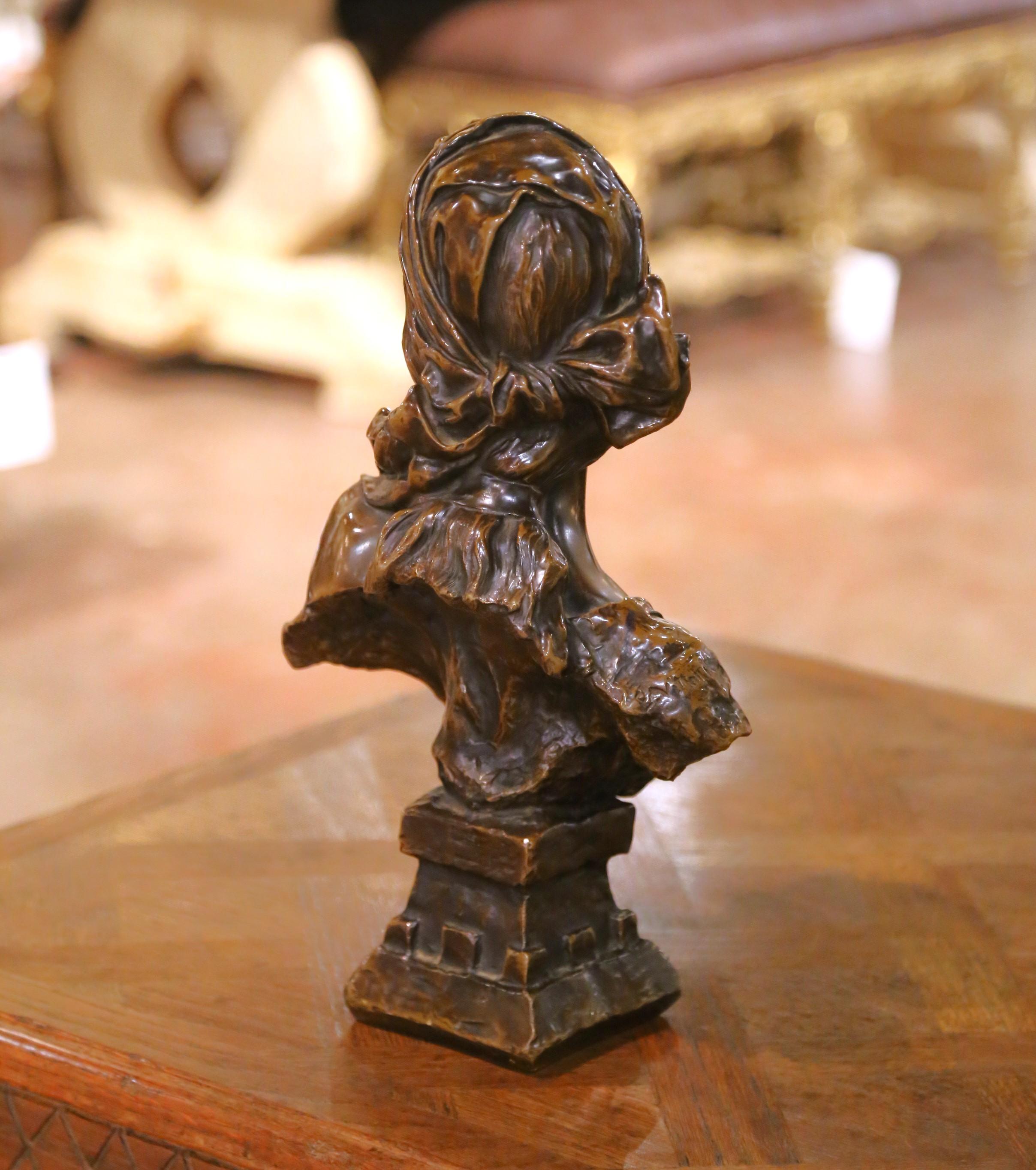 Busto in bronzo Art Nouveau francese del XIX secolo 