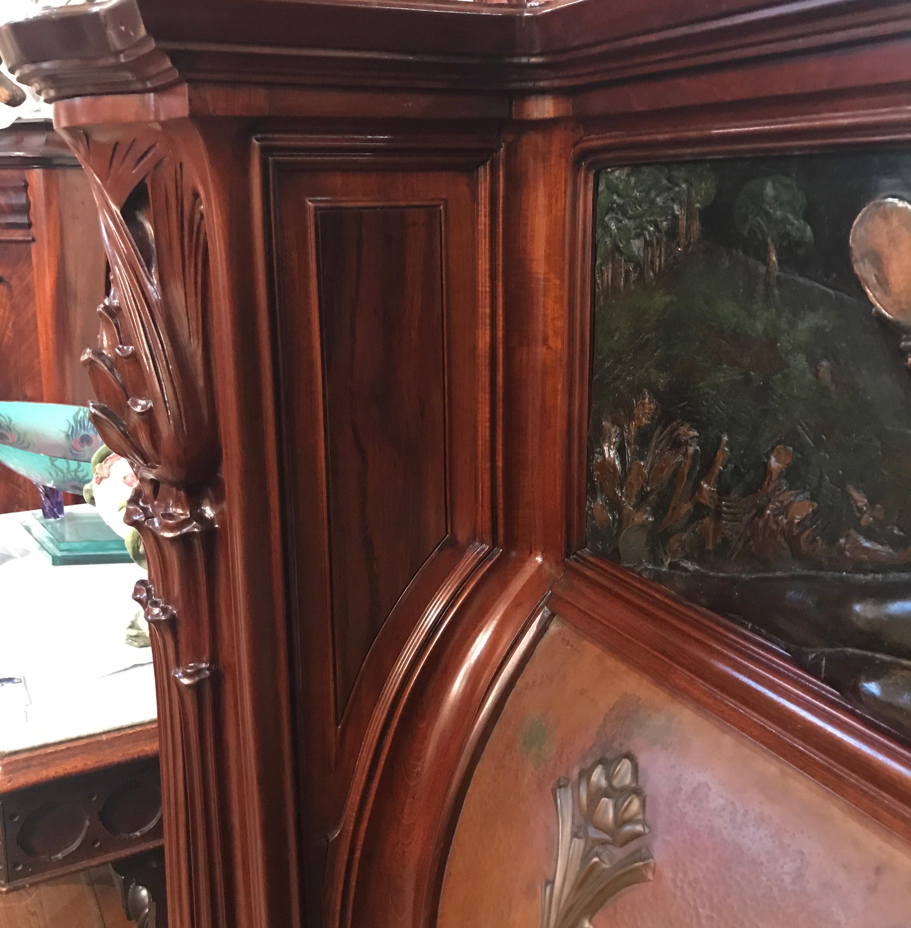 19th Century French Art Nouveau Fireplace Mantle with Mirror 10