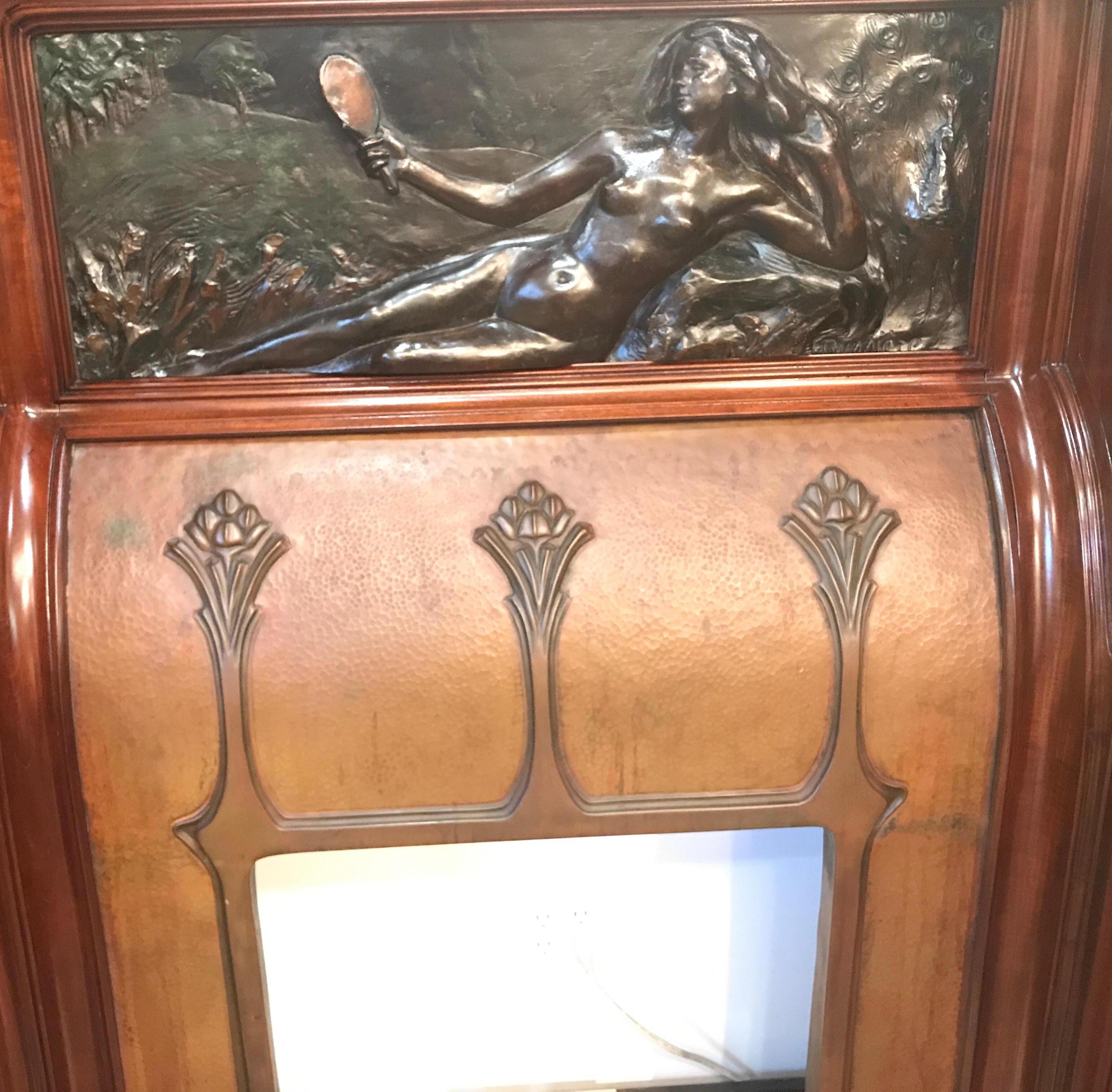 art nouveau fireplace mantel