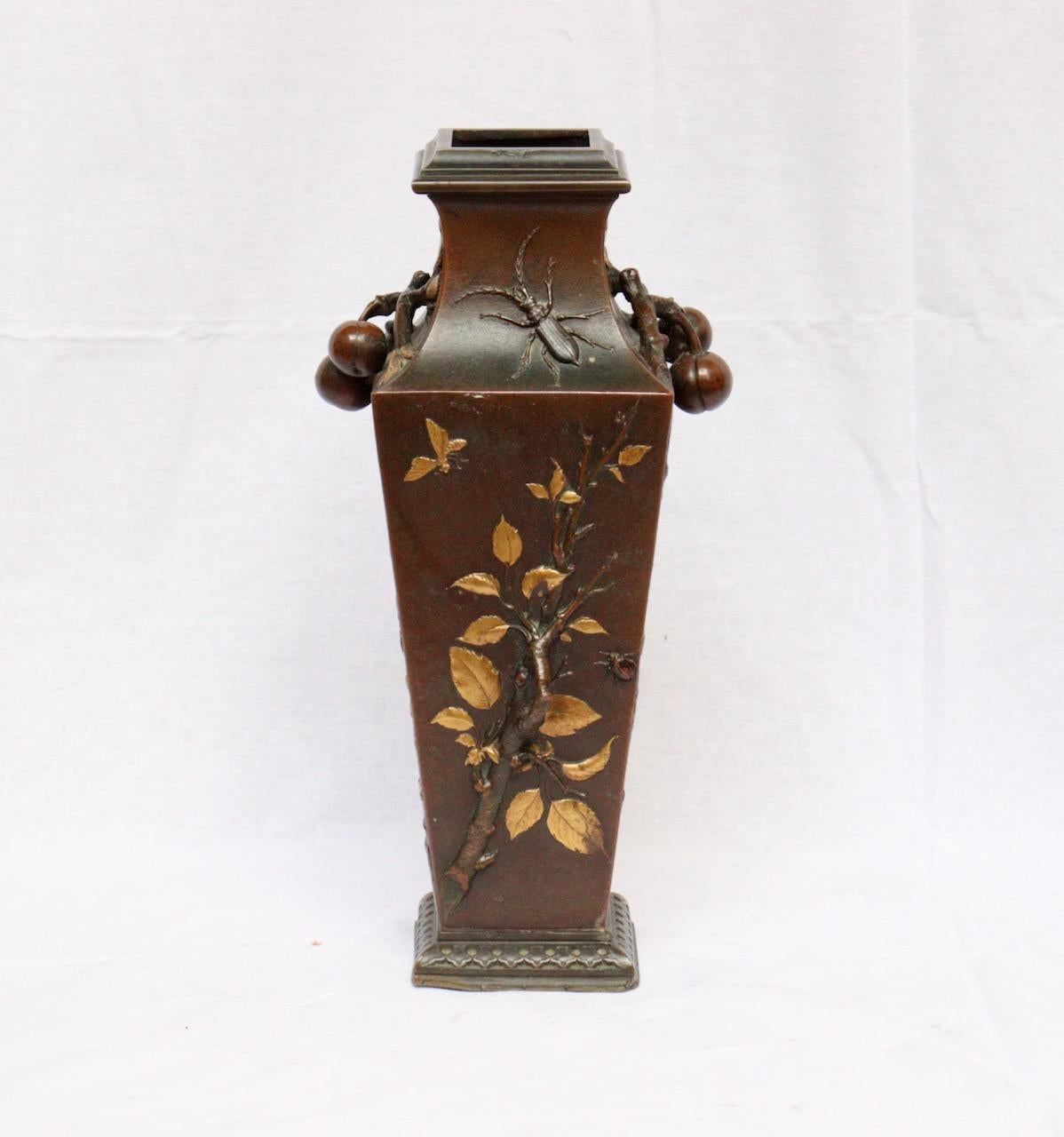 19th Century French Art Nouveau Japonisme Bronze Vase by Léopold Oudry 1