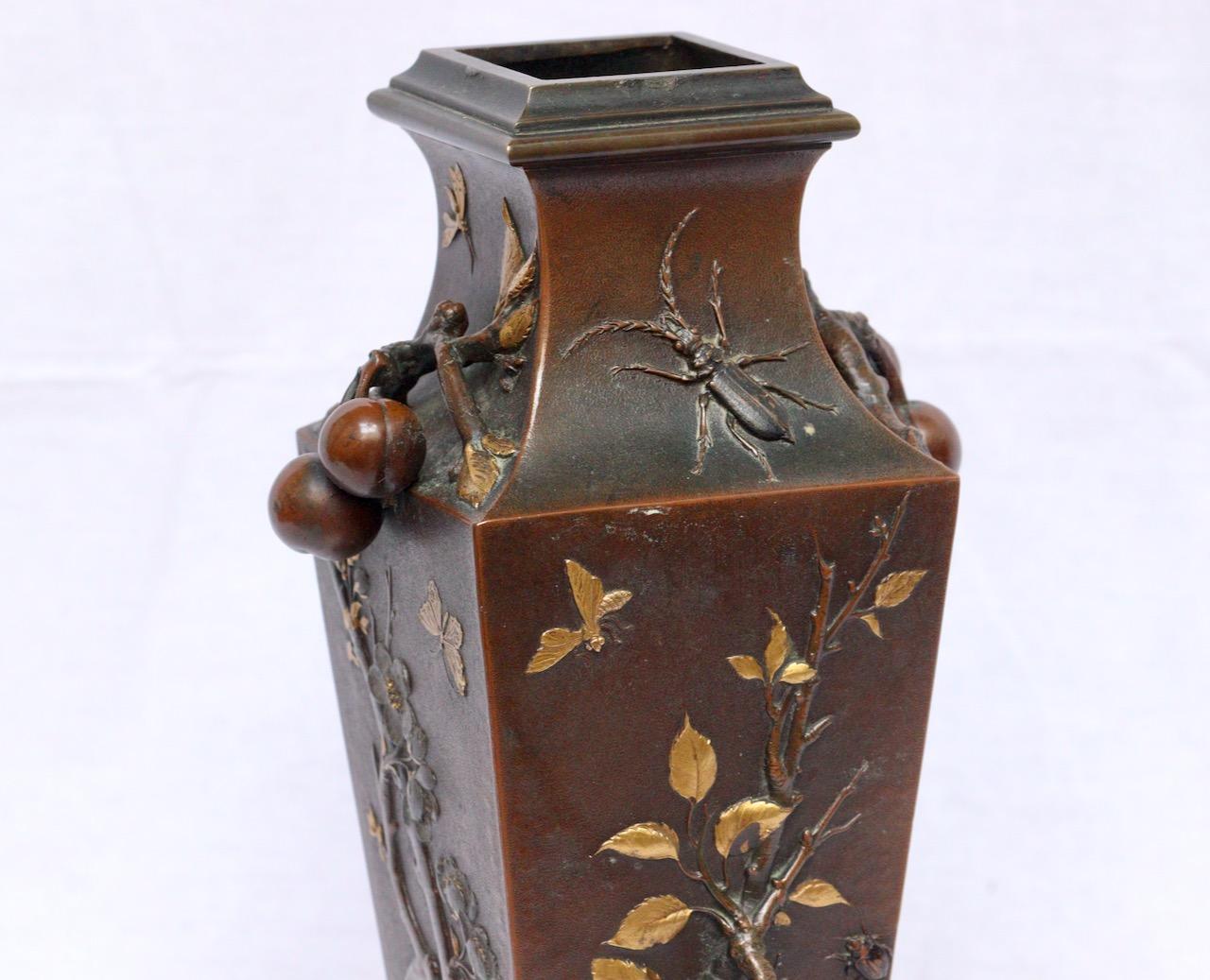 19th Century French Art Nouveau Japonisme Bronze Vase by Léopold Oudry 3