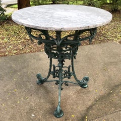 19th Century French Art Nouveau Marble-Top Wrought Iron Café Table