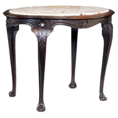 Französischer Jugendstil-Tisch aus Eiche mit Marmorplatte aus dem 19.
