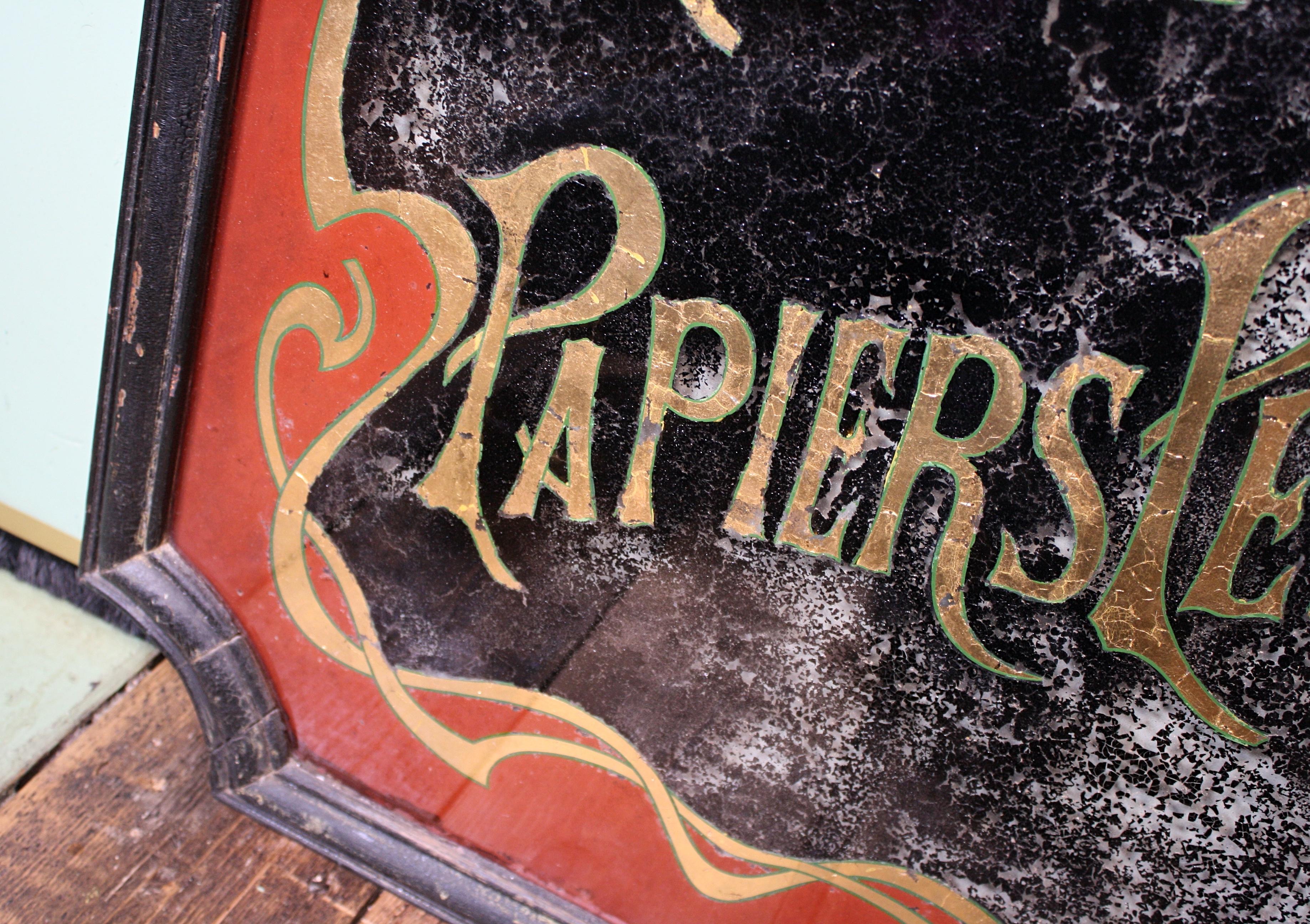 19th Century French Art Nouveau Verre Églomisé Gilt Trade Shop Sign 4
