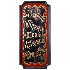 19th Century French Art Nouveau Verre Églomisé Gilt Trade Shop Sign