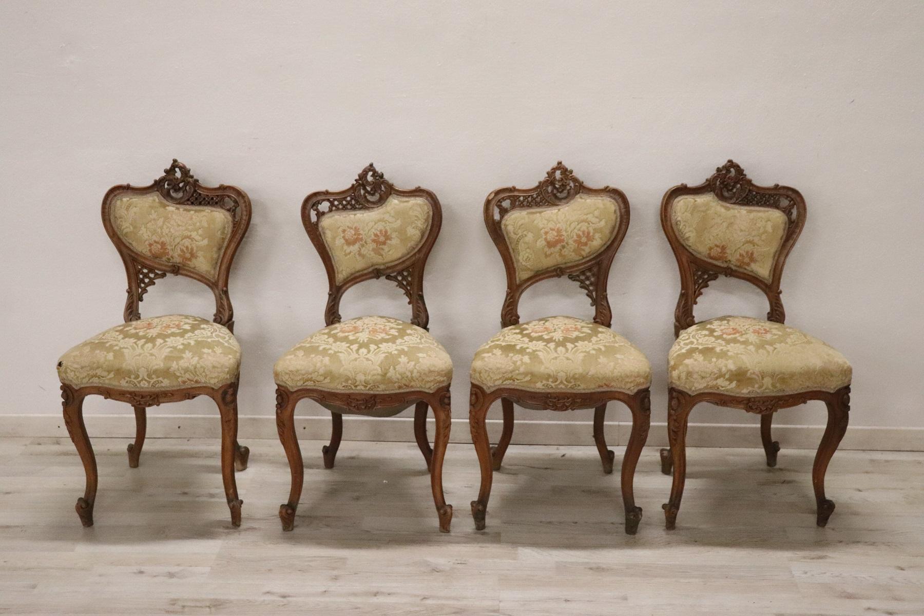19th Century French Art Nouveau Walnut Carved Living Room Set or Salon Suite 9