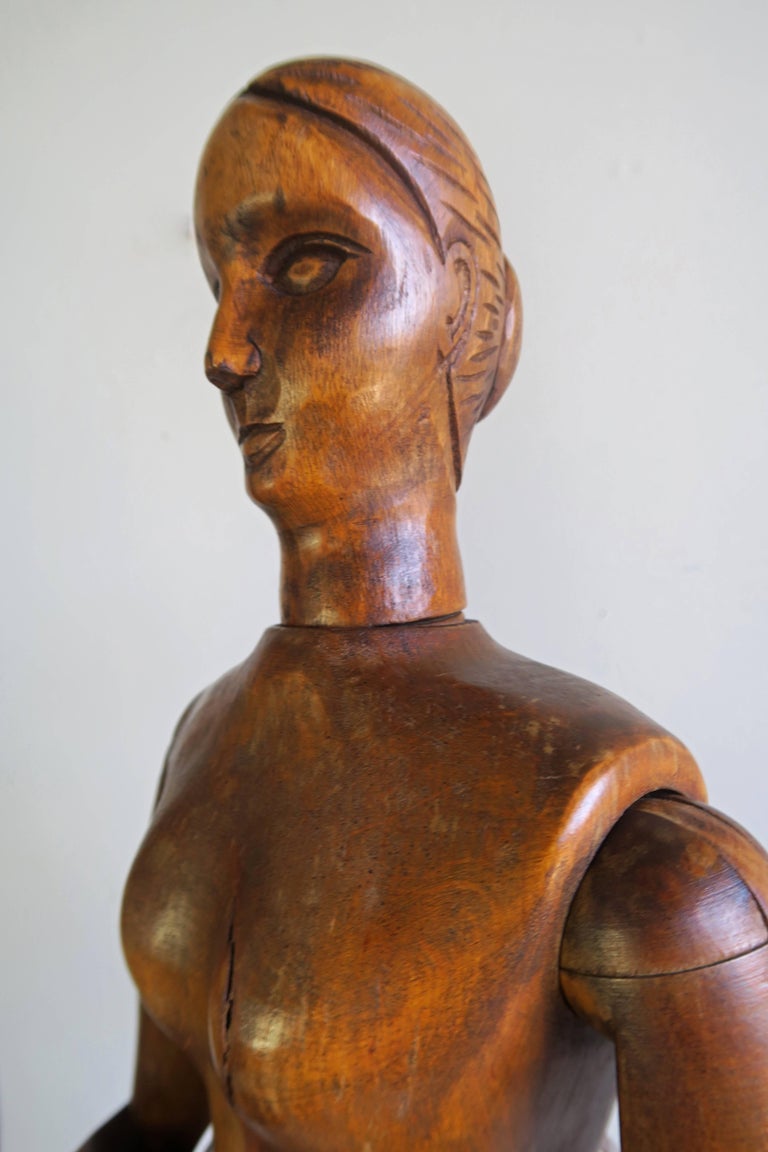 19th Century French Articulated Artist's Mannequin Wooden Dolls, Male