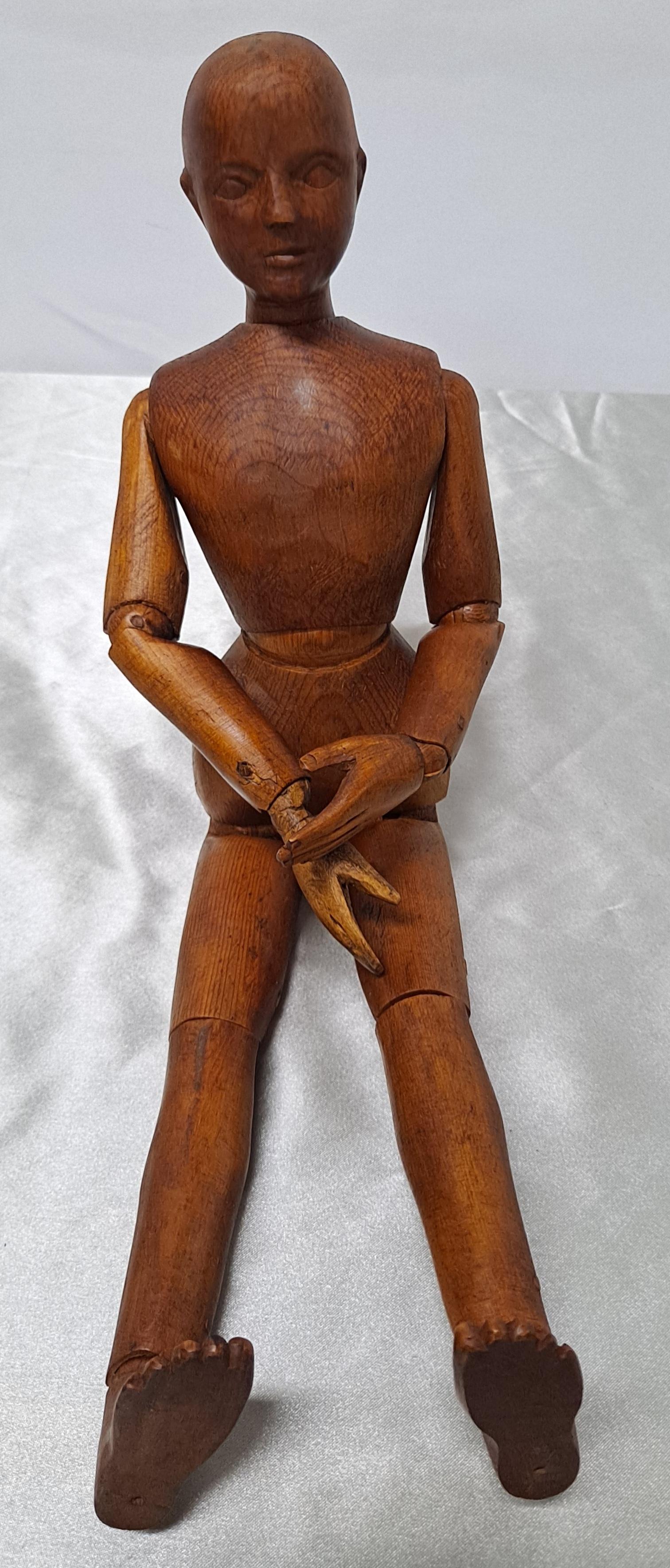 Mid-late 19th century expertly hand carved and fully articulated artist mannequin