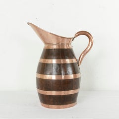 19th Century French Artisan Made Copper and Oak Calvados or Cider Pitcher
