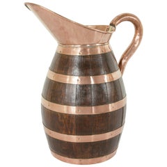 Used 19th Century French Artisan Made Copper and Oak Calvados or Cider Pitcher