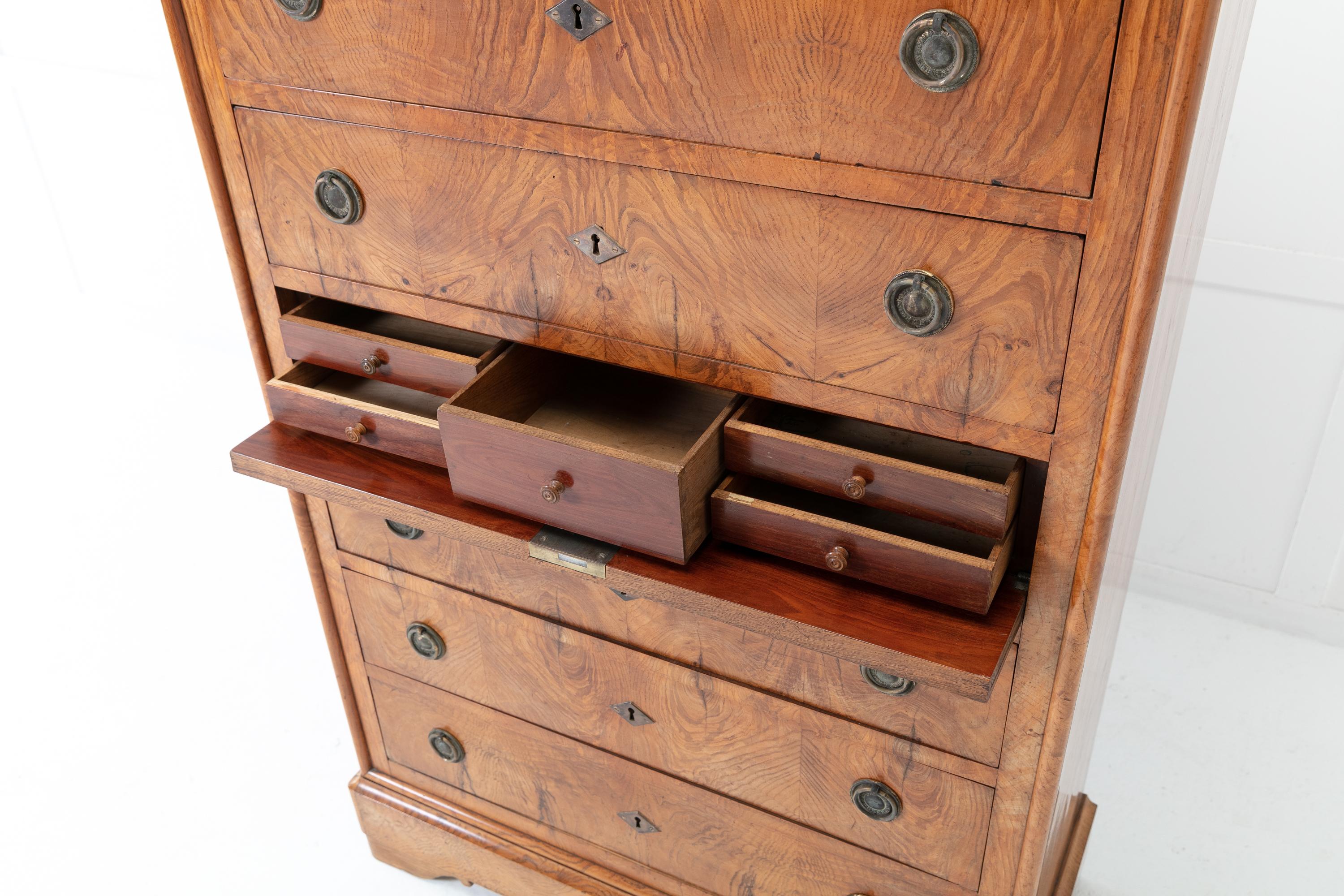 19th Century French Ash Semainier with Secrétaire Drawer 3