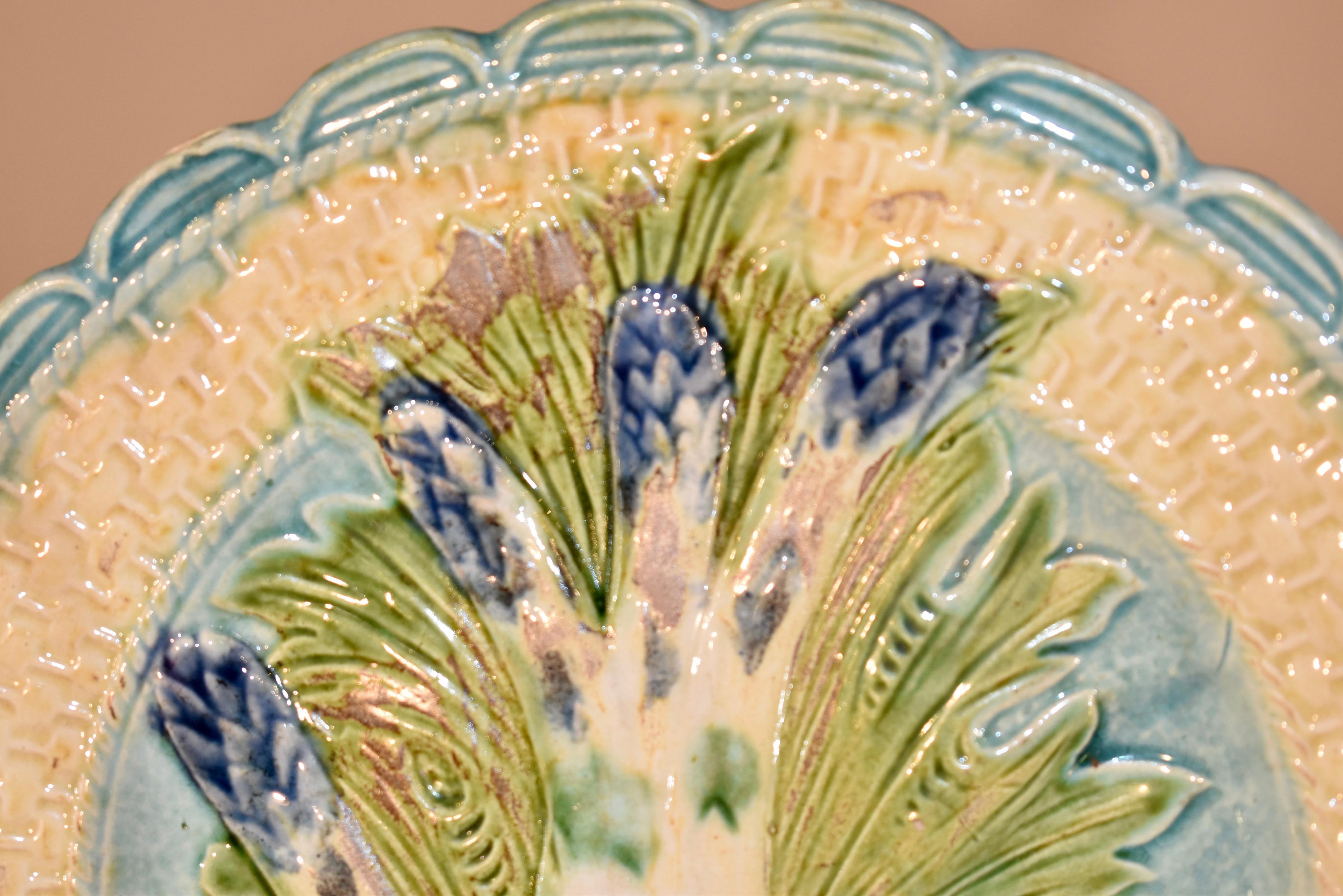 Glazed 19th Century French Asparagus Plate For Sale
