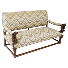 19th Century French Atlas Figural Carved Walnut Upholstered Settee