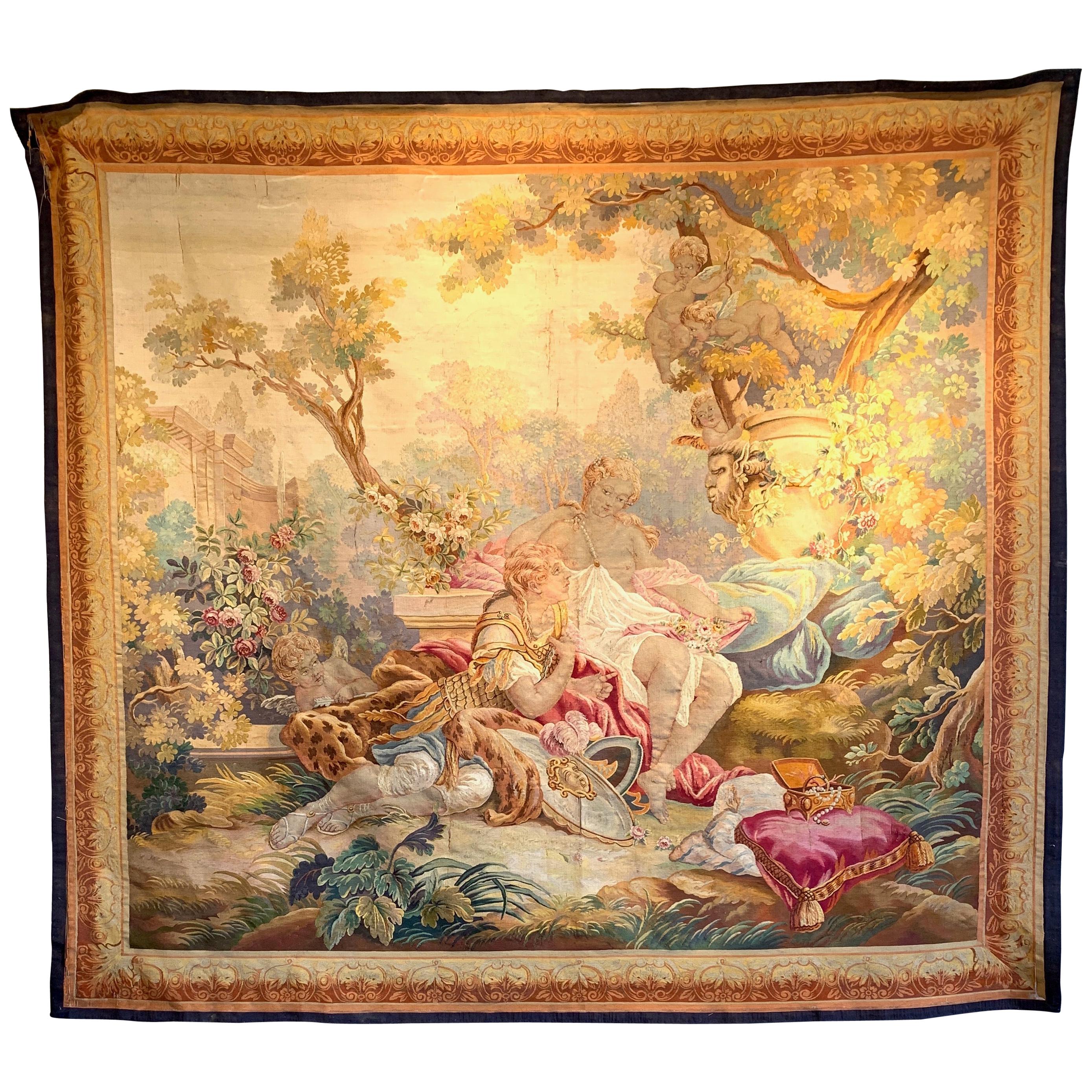 19th Century French Aubusson Allegorical Wall Tapestry