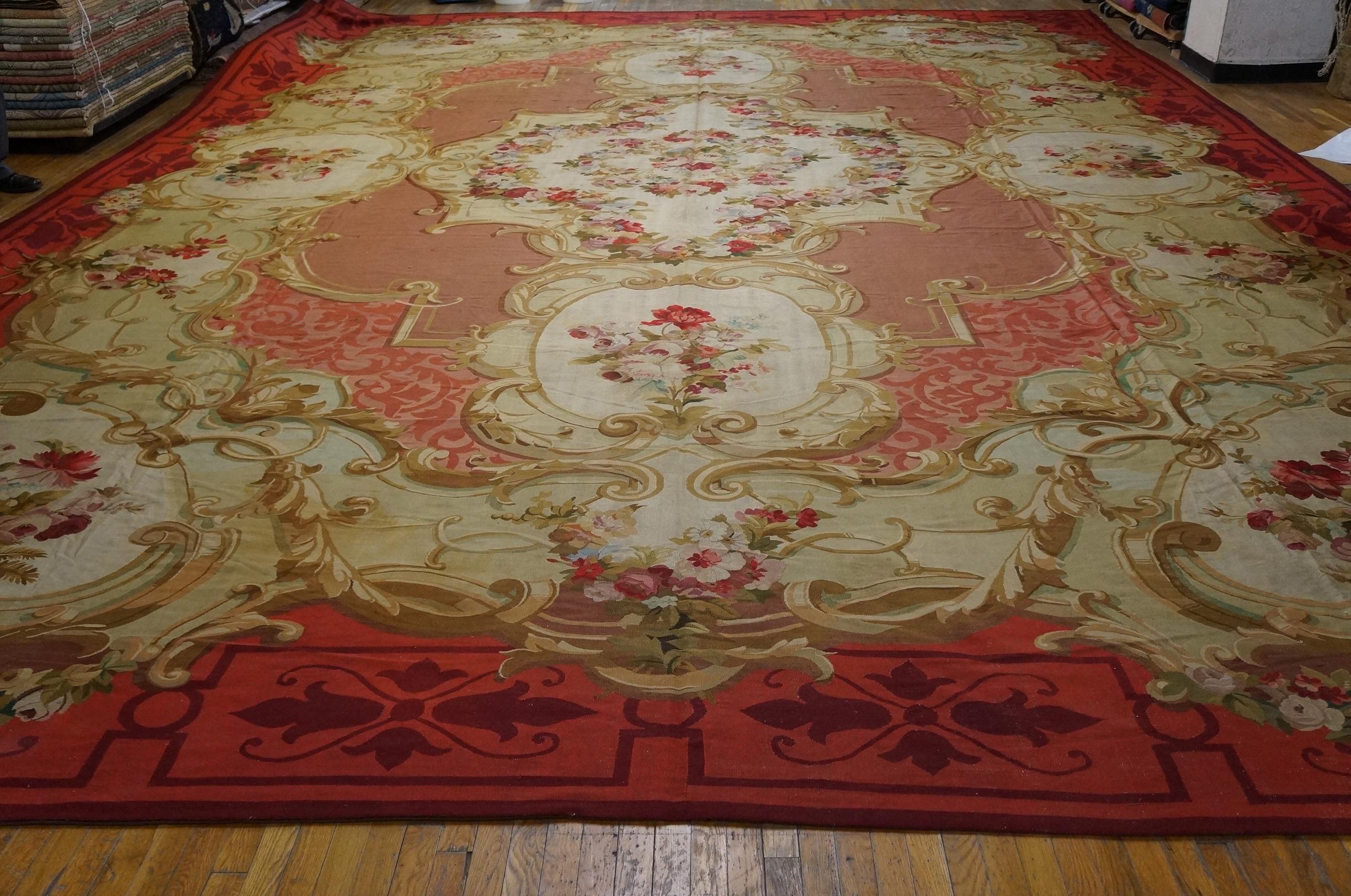 Wool 19th Century French Aubusson Carpet Napoleon III Period ( 18' x 27'-548 x 823 ) For Sale