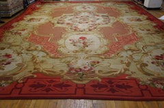 1870s Roses Floral French Aubusson Carpet Napoleon III Period 18' x 27 Wool Rug