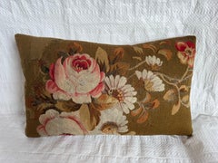 19th Century French Aubusson Floral Tapestry Pillow