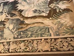 19th Century French Aubusson Green Verdure Tapestry with Bird and Foliage